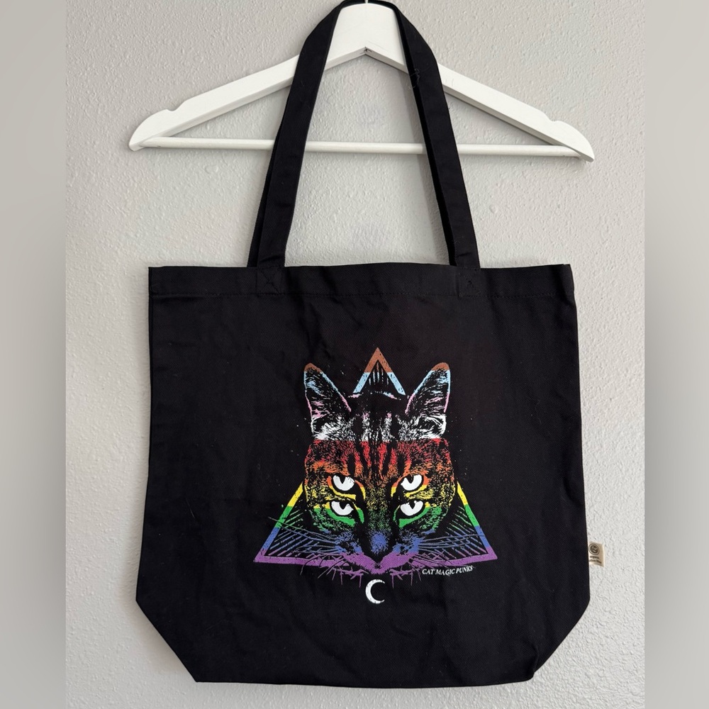 : Cat Magic Punks Pride Four Eyes Organic Cotton Eco‎ Tote 🌈✨